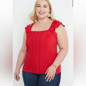 Maurices red eyelet flutter sleeve top